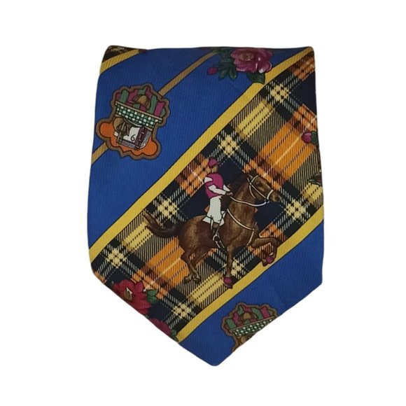Kenzo Other - KENZO PARIS Blue Floral Equestrian Silk Tie ITALY 59"/ 4" EC
